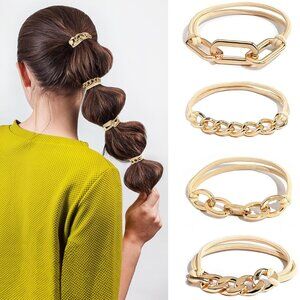 4-Pack Golden Tone Hair Ties